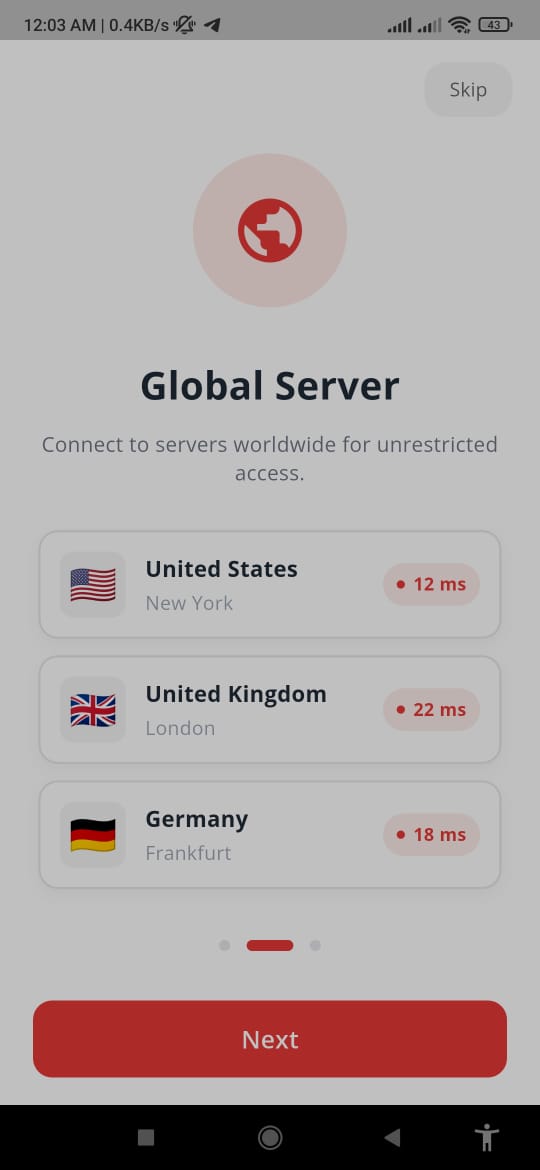 OptimaVPN App Interface Screen 7